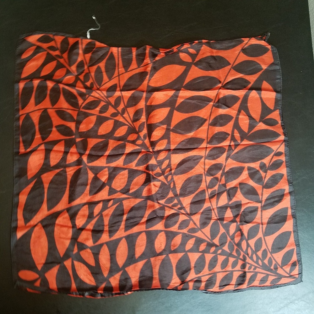 3 for $20 - Black and Orange Leaf Print Scarf
